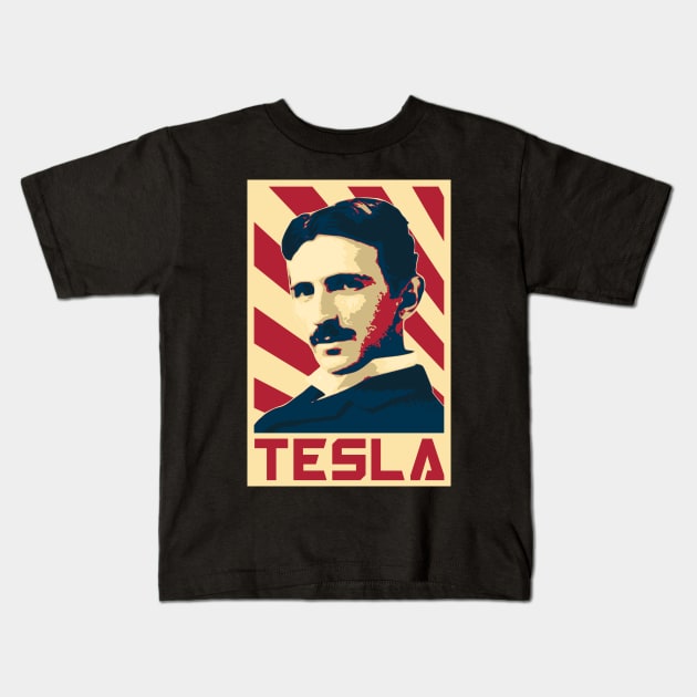 Nikola Tesla Retro Kids T-Shirt by Nerd_art